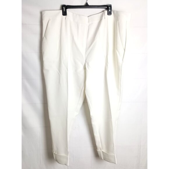 Kate & Mallory White High Rise Pants 24W Cuffed Hem Comfort Waist NWOT - Picture 1 of 7